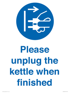 Please unplug the kettle when finished